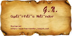 Gyárfás Nándor névjegykártya